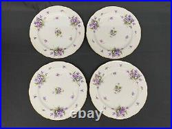 12 Rossetti SPRING VIOLETS 10 Dinner Plates withGold Trim 1940's