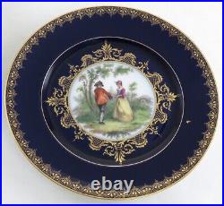 12 Vintage Hutschenreuther Porcelain China Victorian Cobalt Gold Dinner Plates
