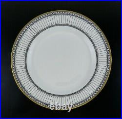 12 Vintage Porcelain Bone China Wedgwood Colonnade Black Gold Dinner Plates