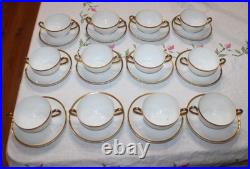 12 Vintage The Baronial Bavaria China Bouillon Soup Cups withSaucers withGold Trim