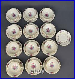 12 Vtg. Lenox Rose J300 China Cups and Saucers with Gold Rims Mint