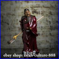 13 China Wucai Porcelain Pottery Guan Gong Yu Warrior God Sword Guangong Statue