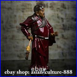 13 China Wucai Porcelain Pottery Guan Gong Yu Warrior God Sword Guangong Statue