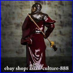 13 China Wucai Porcelain Pottery Guan Gong Yu Warrior God Sword Guangong Statue