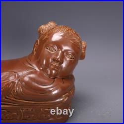 14.3 China Song Ding Kiln Violet Gold Glaze Porcelain Doll Pillow Statue 14.3 China Song Ding Kiln Violet Gold Glaze Porcelain Doll Pillow Statue