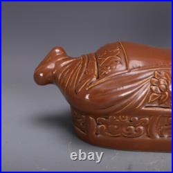 14.3 China Song Ding Kiln Violet Gold Glaze Porcelain Doll Pillow Statue 14.3 China Song Ding Kiln Violet Gold Glaze Porcelain Doll Pillow Statue