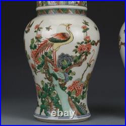 14.4Rare China Porcelain Qing Dynasty Colorful Golden Chicken Phoenix tail vase