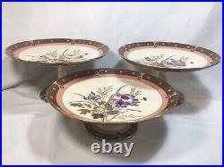 (14) Antique English Aesthetic Style DESSERT SET-Gold Encrusted Florals #6908