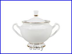 14-Piece Bone China Tea Set for 6 Persons White with 22k Gold Imperial Porcelain