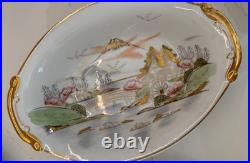 14 Piece Set Kutani China Porcelain Gold Mountain Village Pattern Hand Painted