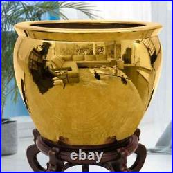 14 in. Solid Gold Porcelain Fishbowl