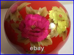 15.5 Large Old Chinese Collection Porcelain Peony Flower Vase Red & Gold Colors