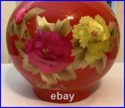 15.5 Large Old Chinese Collection Porcelain Peony Flower Vase Red & Gold Colors