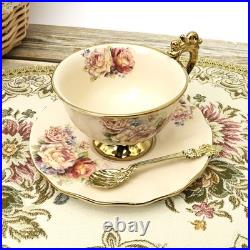 15 Pieces British Porcelain Tea Set, Floral Vintage China Coffee Set, Wedding