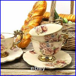 15 Pieces British Porcelain Tea Sets, Vintage Flowers China Set