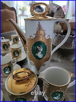 15 Spectacular Pcs Antique Eschenbach Bavarian Germany Tea Set Gold Luster! RARE