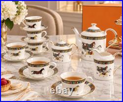 15-pc Greek Horse Tea & Coffee Set, Service for 6, Bone China Porcelain