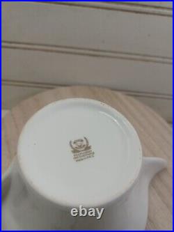 15p Porcelain China Cup Saucer cream sugar 24k gold plating P. R. C. Christmas