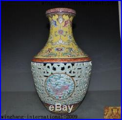 17Chinese Wucai porcelain Enamel 24k gold fish goldfish Zun Bottle Pot Vase Jar