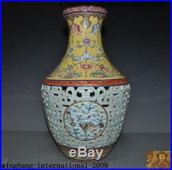 17Chinese Wucai porcelain Enamel 24k gold fish goldfish Zun Bottle Pot Vase Jar
