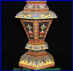 17.7''Qing Yongzheng Marked Enamel Colour Porcelain Gold Flower Bottle Vase