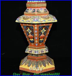 17.7''Qing Yongzheng Marked Enamel Colour Porcelain Gold Flower Bottle Vase