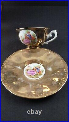 17 Pc Antique JWK Karlsbad Germany Fine China Porcelain Tea Coffee Set Gilt Gold