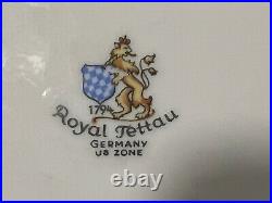 17 Rare Vtg Royal Tettau Old Brocade Blu/Green Gold Trim Fine China Germany