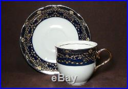 17 pc. THUN KARLOVARSK Cobalt Blue Gold Accent Trim Fine Porcelain China Tea Set
