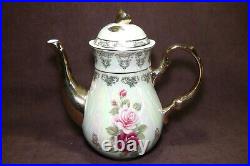 17 pc THUN KARLOVARSK Rose Pattern Gold Accent Trim Fine Porcelain China Tea Set