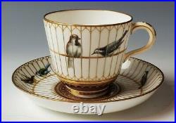 1873 Fine MINTON Caged Birds Cup & Saucer Gold Silver Aesthetic Porcelain China
