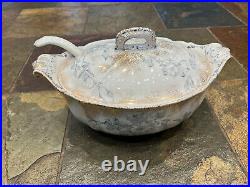 1895-1913 Furnivals Wild Rose Soup Tureen with Ladle China Made in England