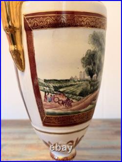 18.25 Large Chinese Porcelain Urn Vase with Gilded Figural Handles Decor 18.25 Large Chinese Porcelain Urn Vase with Gilded Figural Handles Decor
