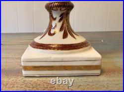 18.25 Large Chinese Porcelain Urn Vase with Gilded Figural Handles Decor