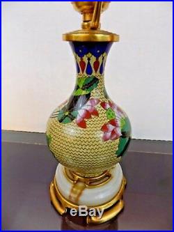 18 Antique Cloisonne Vase Lamp Dated 1910 With Shade Porcelain Enamel Chinese