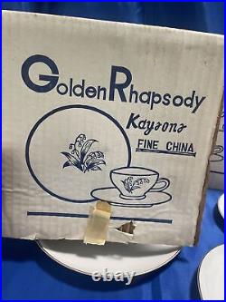 18 piece Kaysons Golden Rhapsody Fine China Japan 1961 Vintage. Plates in Box