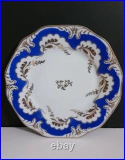 1905 Antique Set of 7 Old England Schwarzenhammer Bavaria Blue Gold Plates 7.5