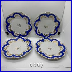 1905 Antique Set of 7 Old England Schwarzenhammer Bavaria Blue Gold Plates 7.5