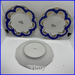 1905 Antique Set of 7 Old England Schwarzenhammer Bavaria Blue Gold Plates 7.5
