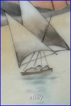 1921 Nippon Porcelain HandPaint Egyptian Revival 1 Lg & 4 Sm Bowls Camel Pyramid