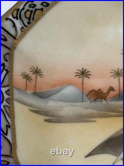 1921 Nippon Porcelain HandPaint Egyptian Revival 1 Lg & 4 Sm Bowls Camel Pyramid
