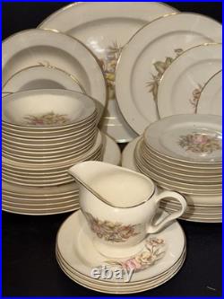 1940s Edwin M Knowles China Dinnerware Lot of 45 Pieces Plates, Bowls & Creamer