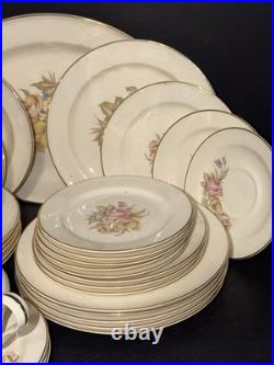 1940s Edwin M Knowles China Dinnerware Lot of 45 Pieces Plates, Bowls & Creamer