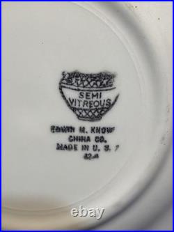 1940s Edwin M Knowles China Dinnerware Set 42 Pc Service for 6 Rose USA 22K Gold