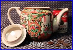 1950s ROSE MEDALLION vtg chinese teapot geisha girl gold porcelain hong kong art