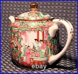1950s ROSE MEDALLION vtg chinese teapot geisha girl gold porcelain hong kong art
