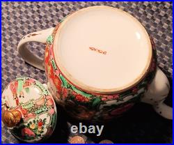 1950s ROSE MEDALLION vtg chinese teapot geisha girl gold porcelain hong kong art