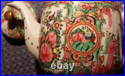 1950s ROSE MEDALLION vtg chinese teapot geisha girl gold porcelain hong kong art