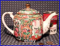 1950s ROSE MEDALLION vtg chinese teapot geisha girl gold porcelain hong kong art