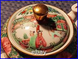 1950s ROSE MEDALLION vtg chinese teapot geisha girl gold porcelain hong kong art
